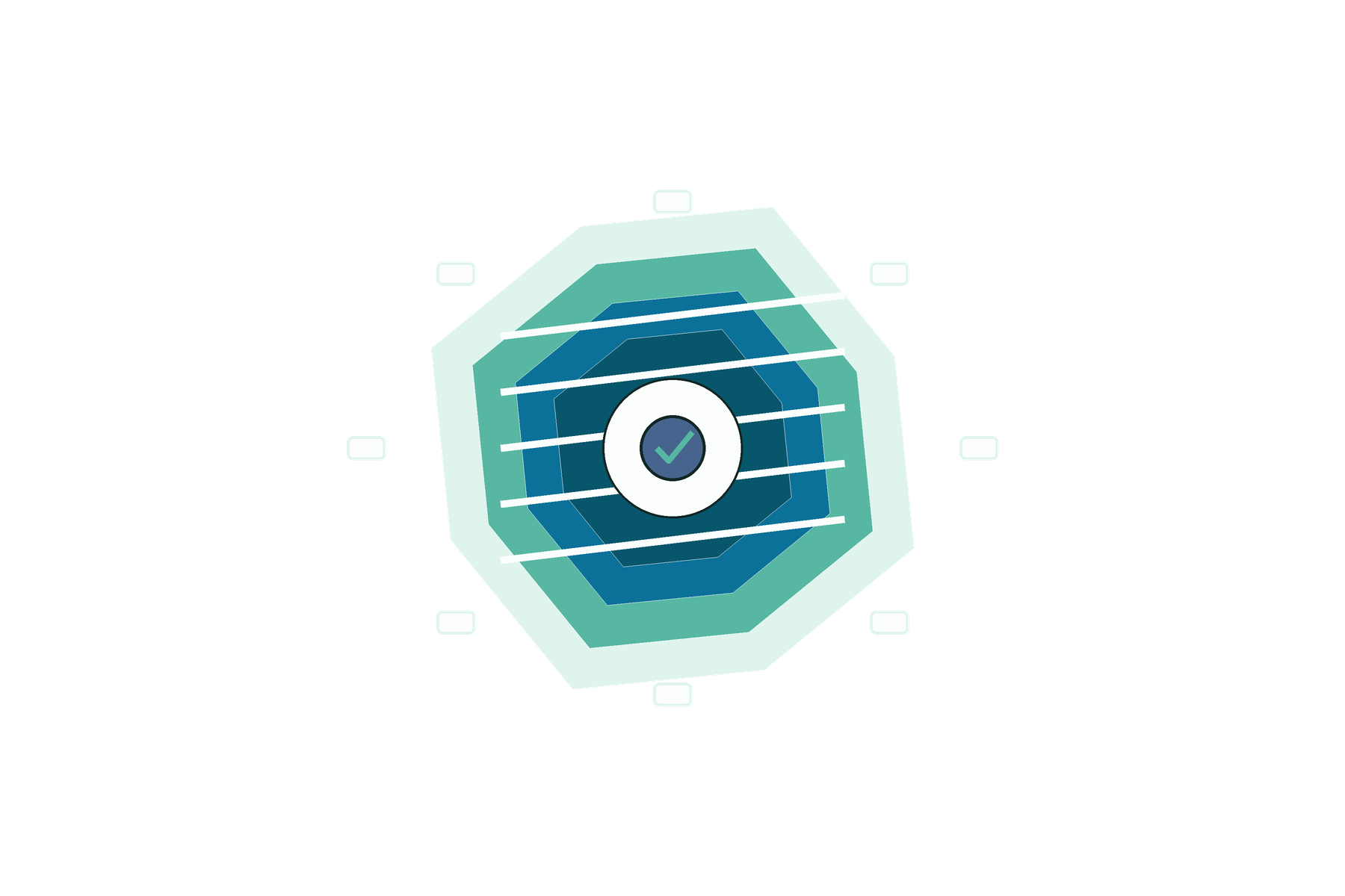 An abstract layered concealment resolving to a verified core